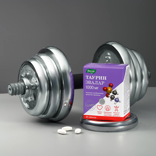 Изображение товара Таурин Эвалар 1000мг (60 таблеток)