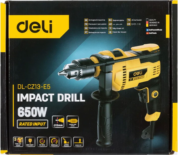 Изображение товара Дрель Deli CZ13-E5 (желтый/черный)