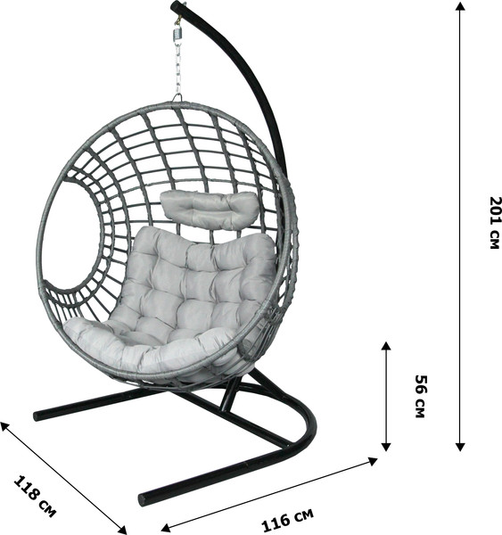 Изображение товара Кресло подвесное Garden Story Лондон / 3978-МП (черный/серый)