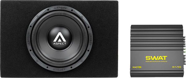 Изображение товара Корпусной пассивный сабвуфер ASPECT WLW-12s4VB + Автомобильный усилитель Swat M-1.700
