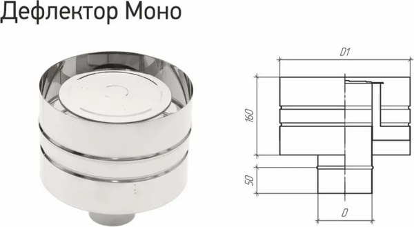 Изображение товара Дефлектор для дымохода Теплов и Сухов ДМ-Р 430-0.5 D120 М У