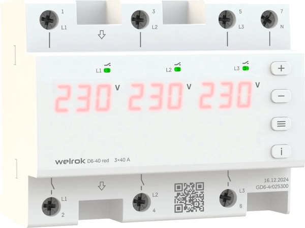 Изображение товара Реле напряжения Welrok D6-40 (красный)