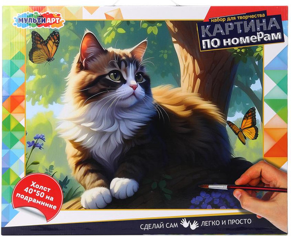 Изображение товара Картина по номерам MultiArt Котик на дереве / CANV40X50-118487