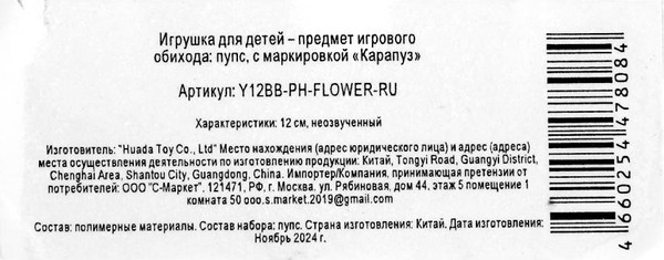 Изображение товара Пупс Карапуз Y12BB-PH-FLOWER-RU