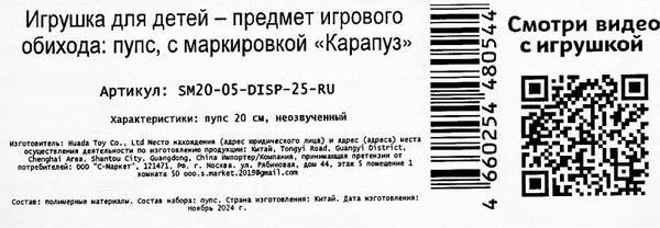 Изображение товара Пупс Карапуз SM20-05-DISP-25-RU