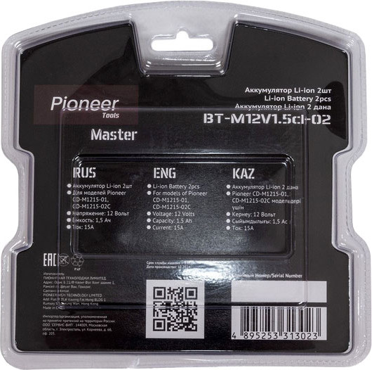 Изображение товара Аккумулятор для электроинструмента Pioneer BT-M12V1.5cl-02