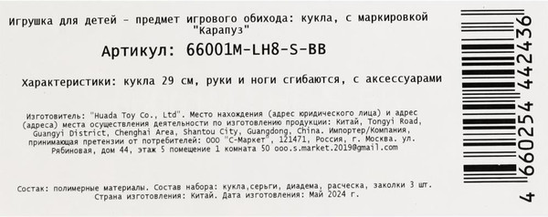 Изображение товара Кукла с аксессуарами Карапуз София / 66001M-LH8-S-BB