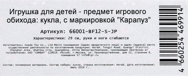Изображение товара Кукла Карапуз София / 66001-BF12-S-JP
