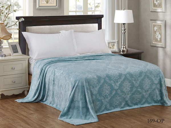 Изображение товара Плед Реноме 2сп 169 (жаккард вензель бирюзовый, пакет)