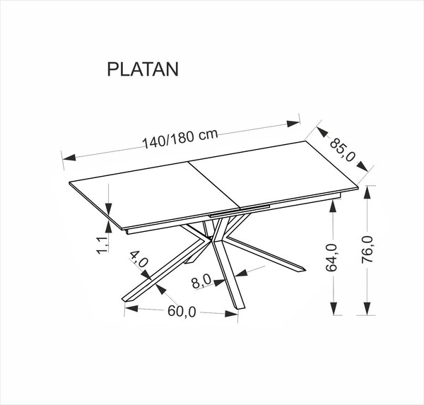 Изображение товара Обеденный стол Halmar Platan / V-CH-PLATAN-ST (белый мрамор/черный)