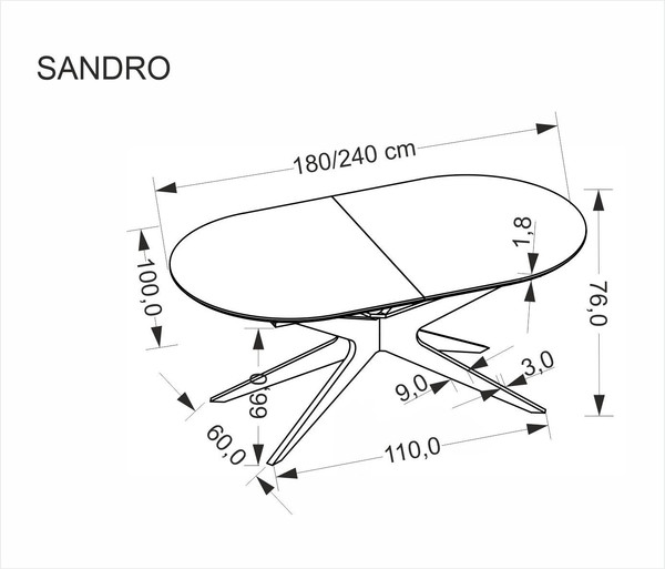 Изображение товара Обеденный стол Halmar Sandro / V-CH-SANDRO-ST (черный)