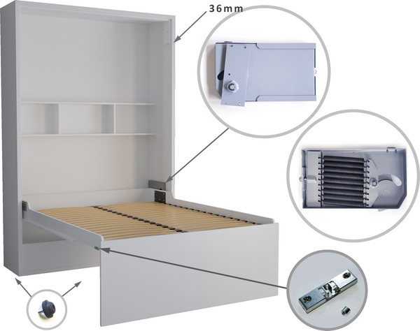 Изображение товара Шкаф-кровать трансформер Макс Стайл Fidji Egger 140x200x36 (белый классический W960 ST7)