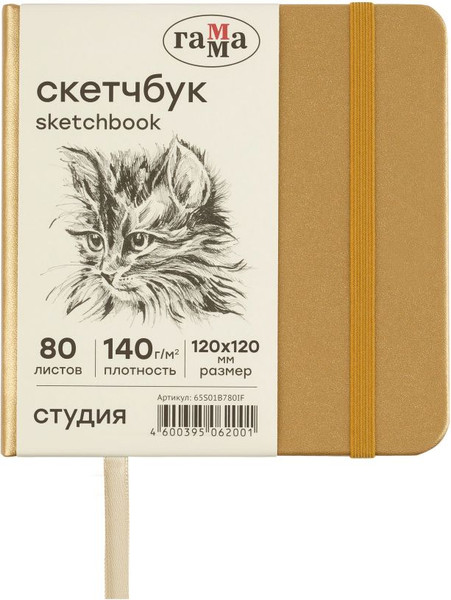 Изображение товара Скетчбук ГАММА Студия / 65S01B780IF (80л, золотой)