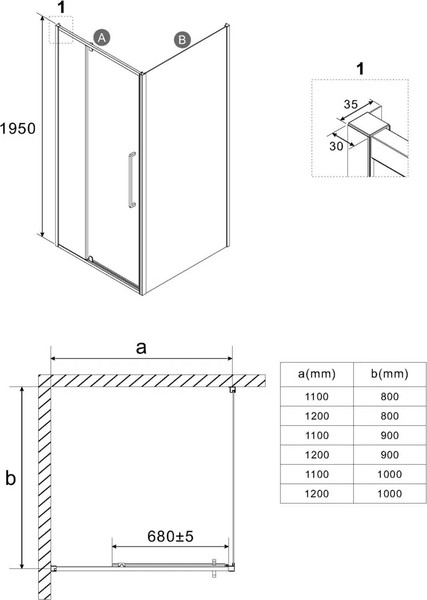 Изображение товара Душевой уголок Niagara Nova NG-35-12AGR-A90GR-34 120х90х195 (графит/прозрачное стекло)