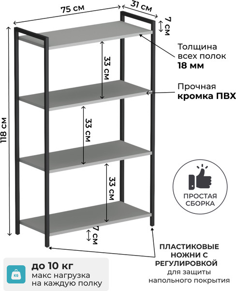 Изображение товара Стеллаж Макс Стайл СтМ-750 (серый)