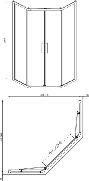 Изображение товара Душевой уголок Adema Glass Line Пента 90 (матовое стекло)