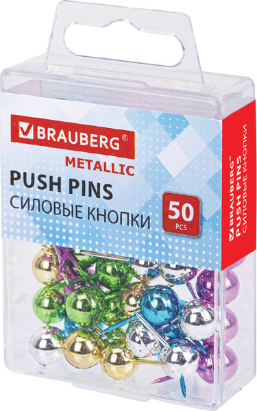 Изображение товара Кнопки канцелярские Brauberg Шарики / 272757 (50шт)