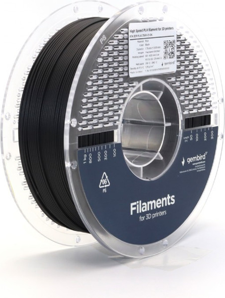 Изображение товара Пластик для 3D-печати Gembird PLA / 3DP-PLA1.75HY-01-BK (1.75мм, 1кг, черный)