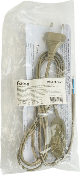 Изображение товара Шнур сетевой Feron KF-HK-1-24 / 51039 (1.9м, золото)
