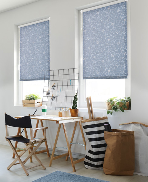 Изображение товара Рулонная штора Delfa Сантайм Металлик Камелия СРШ-03Д 72204 (130x170, серо-голубой)