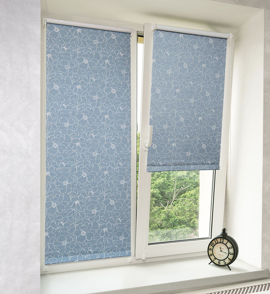 Изображение товара Рулонная штора Delfa Сантайм Металлик Камелия СРШ-03Д 72204 (180x170, серо-голубой)