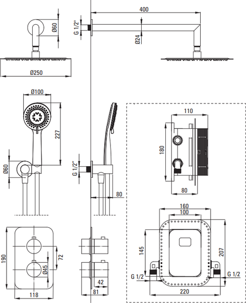 Изображение товара Душевая система со смесителем Deante Box BXYZDEBT