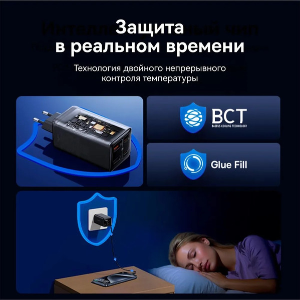 Изображение товара Зарядное устройство сетевое Baseus GaN6 Pro 100W EU / P10162705112-00 (черный)