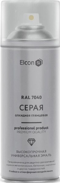 Изображение товара Эмаль Elcon Универсальная алкидная RAL 7040 глянцевый (520мл, серый)