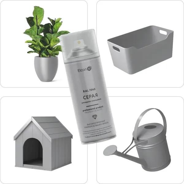 Изображение товара Эмаль Elcon Универсальная алкидная RAL 7040 глянцевый (520мл, серый)