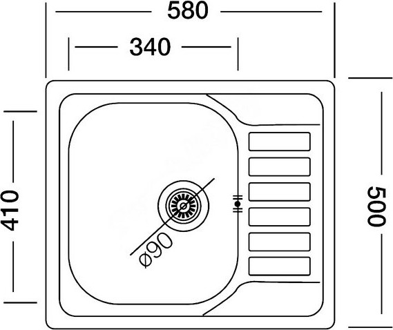 Изображение товара Мойка кухонная КромРус EC 296 RUS (чаша слева)