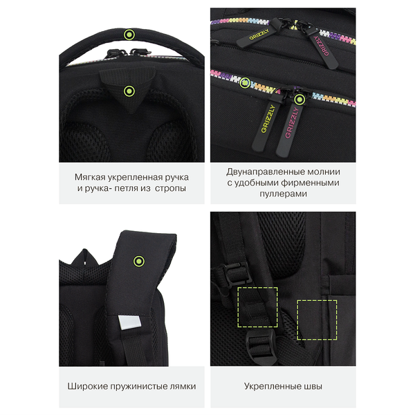 Изображение товара Школьный рюкзак Grizzly RG-566-7 (черный)