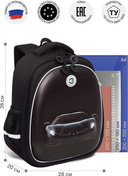 Изображение товара Школьный рюкзак Grizzly RAz-587-7 (черный)