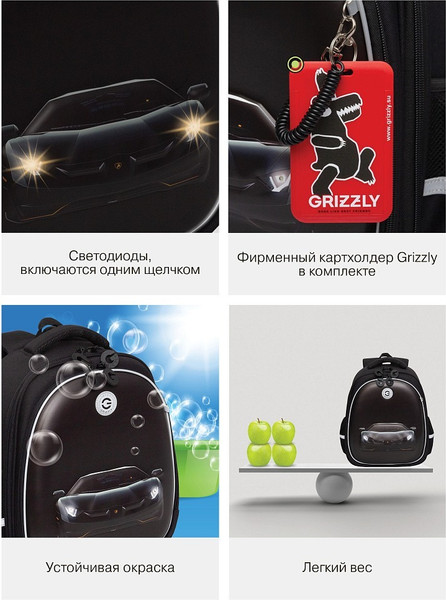 Изображение товара Школьный рюкзак Grizzly RAz-587-7 (черный)