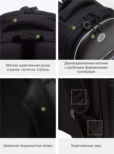 Изображение товара Школьный рюкзак Grizzly RAz-587-7 (черный)