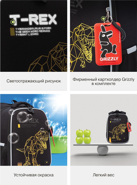 Изображение товара Школьный рюкзак Grizzly RAw-595-1 (черный/оранжевый)