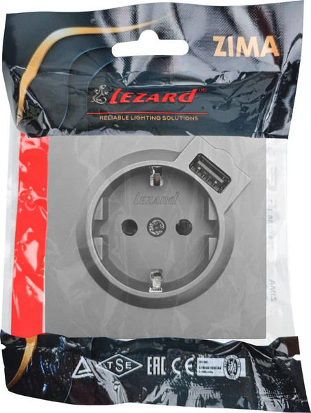 Изображение товара Розетка Lezard Zima 704-7488-181 (серый матовый)