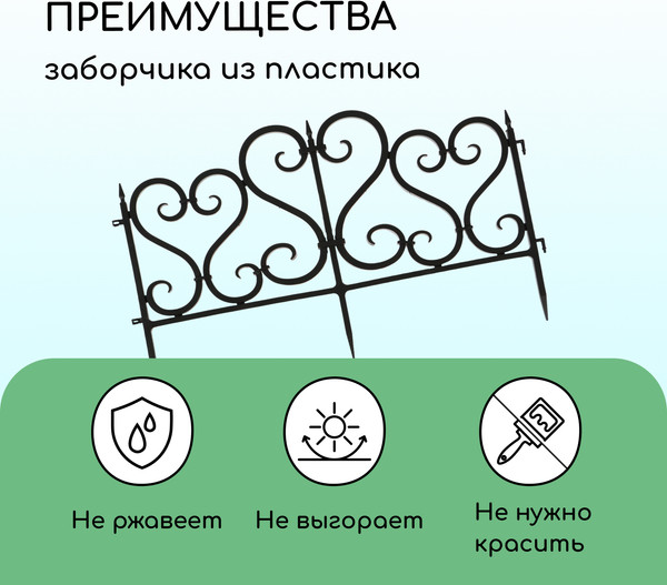 Изображение товара Изгородь декоративная Мастер Сад 32x300см 6 секций / 2152307 (черный)