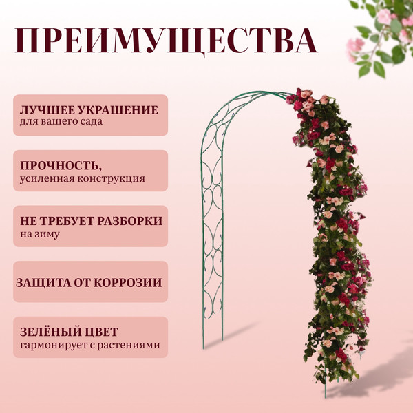 Изображение товара Арка садовая Sima-Land Узор-2 / 3538835 (зеленый)