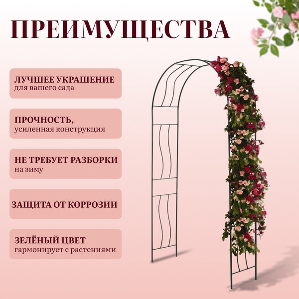 Изображение товара Арка садовая Sima-Land Волна / 5618689 (зеленый)