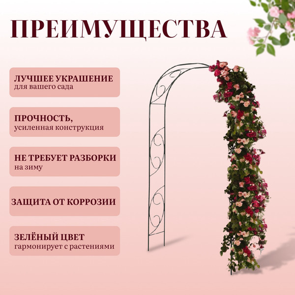 Изображение товара Арка садовая Sima-Land Узор-1 / 3538834 (зеленый)