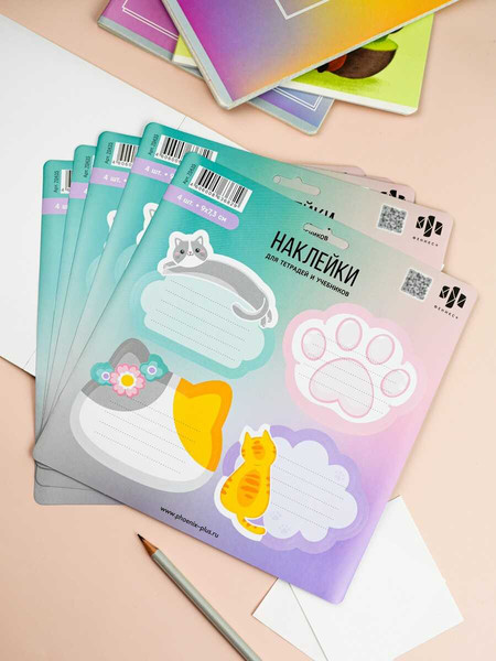 Изображение товара Набор наклеек Феникс+ Заметки для котиков / 70435