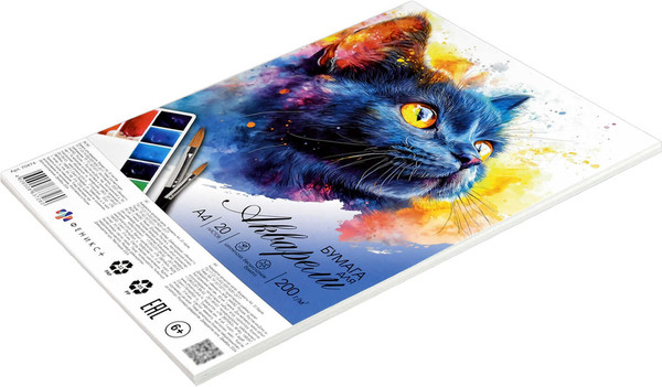 Изображение товара Набор бумаги для рисования Феникс+ Черный котенок / 70474 (20л)