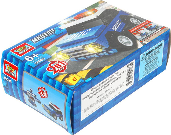 Изображение товара Конструктор инерционный Город мастеров Полицейская машина 2в1 / 30089-JS (47эл)