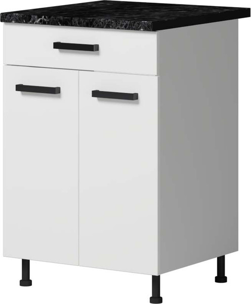 Изображение товара Шкаф-стол кухонный Genesis Мебель Алиса 12 600 с ящиком 2 двери (белый/белый)