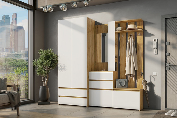 Изображение товара Секция в прихожую Mio Tesoro Некст 1 (дуб золотой/белый)