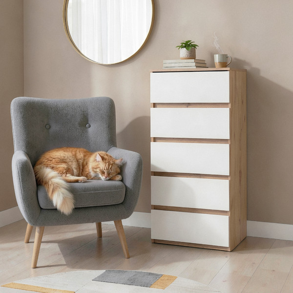 Изображение товара Комод Mio Tesoro Некст 1 5 ящиков (дуб золотой/белый)