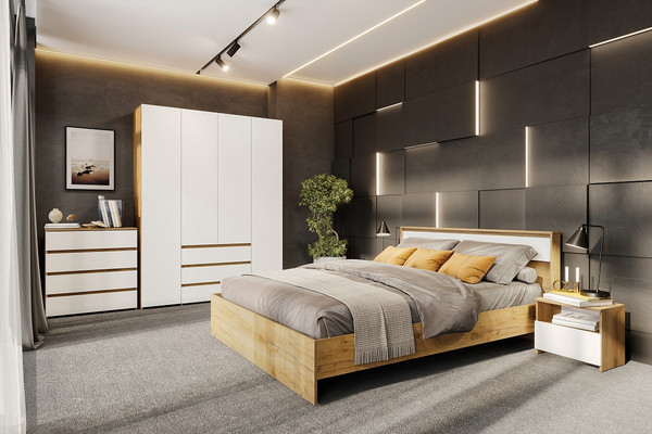 Изображение товара Двуспальная кровать Mio Tesoro Некст 1 160x200 (дуб золотой/белый)