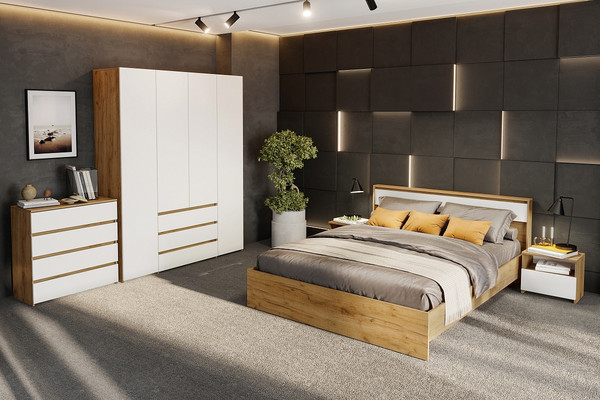 Изображение товара Прикроватная тумба Mio Tesoro Некст 1 (дуб золотой/белый)