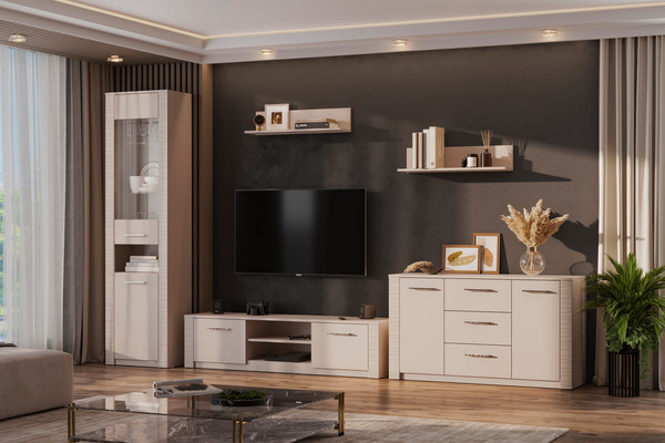 Изображение товара Шкаф-пенал с витриной NN мебель Калипсо (меланж)