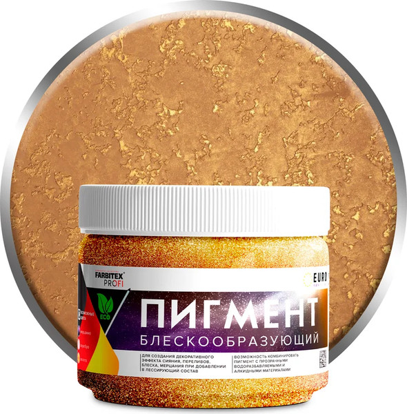 Изображение товара Пигмент Farbitex Profi Блескообразующий для лессирующих составов (50г, золотистый)